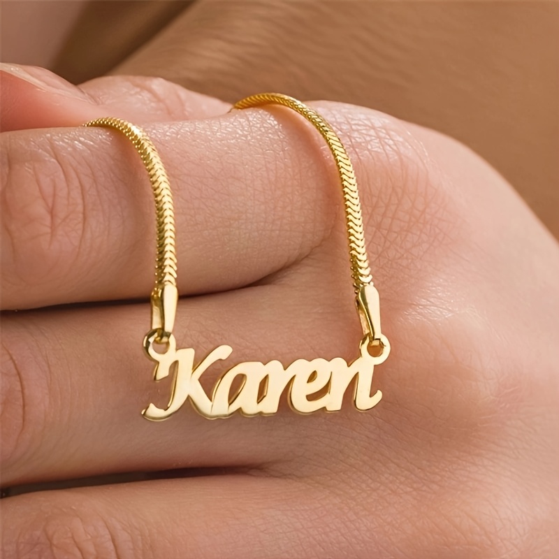 TEMU Collier avec nom personnalisé, personnalisé, collier minimaliste en acier inoxydable, options de polices multiples, pendentif plaque de nom,