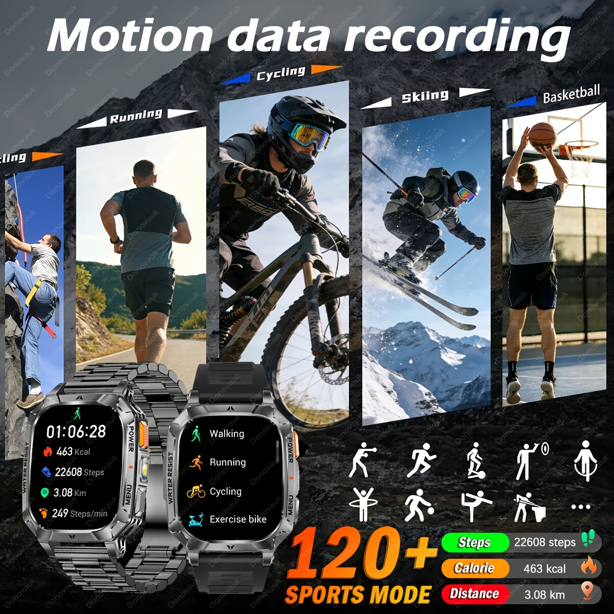 Smartwatch voor heren 2026, 2,01-inch HD-scherm, 1400mAh batterij met grote capaciteit, 120 dagen lange stand-bytijd, buitensporthorloge, draadloos bellen, LED-zaklamp, 200+ wijzerplaatontwerpen, stemassistent, herenhorloge, 120+ sportmodi, horloge voor fitnesstracking, kerst-, halloween-