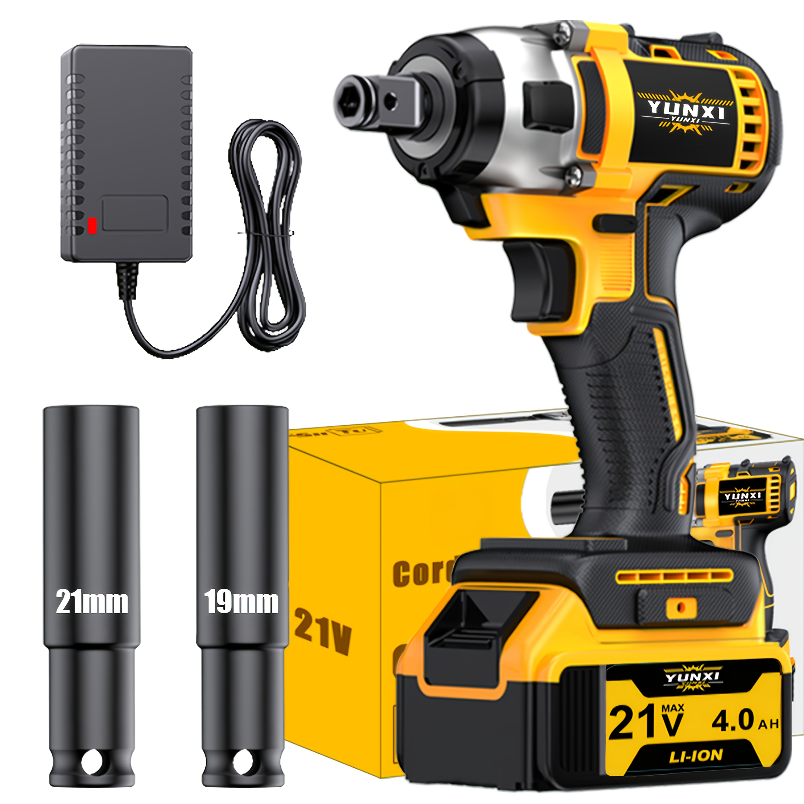 Temu – TEMU Cordless Impact Wrench Set, Electric Wrench 21v Impact Wrench, Lithium Battery Wrench, Battery Powered Brushless Impact Wrench Quick Charger,