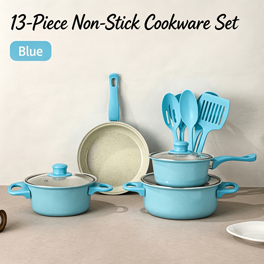 TEMU Portable Cookware Set: Kitchen Cookware, Nonstick Pans, Soup Pots, Pots, Frying Pans 13pcs Set