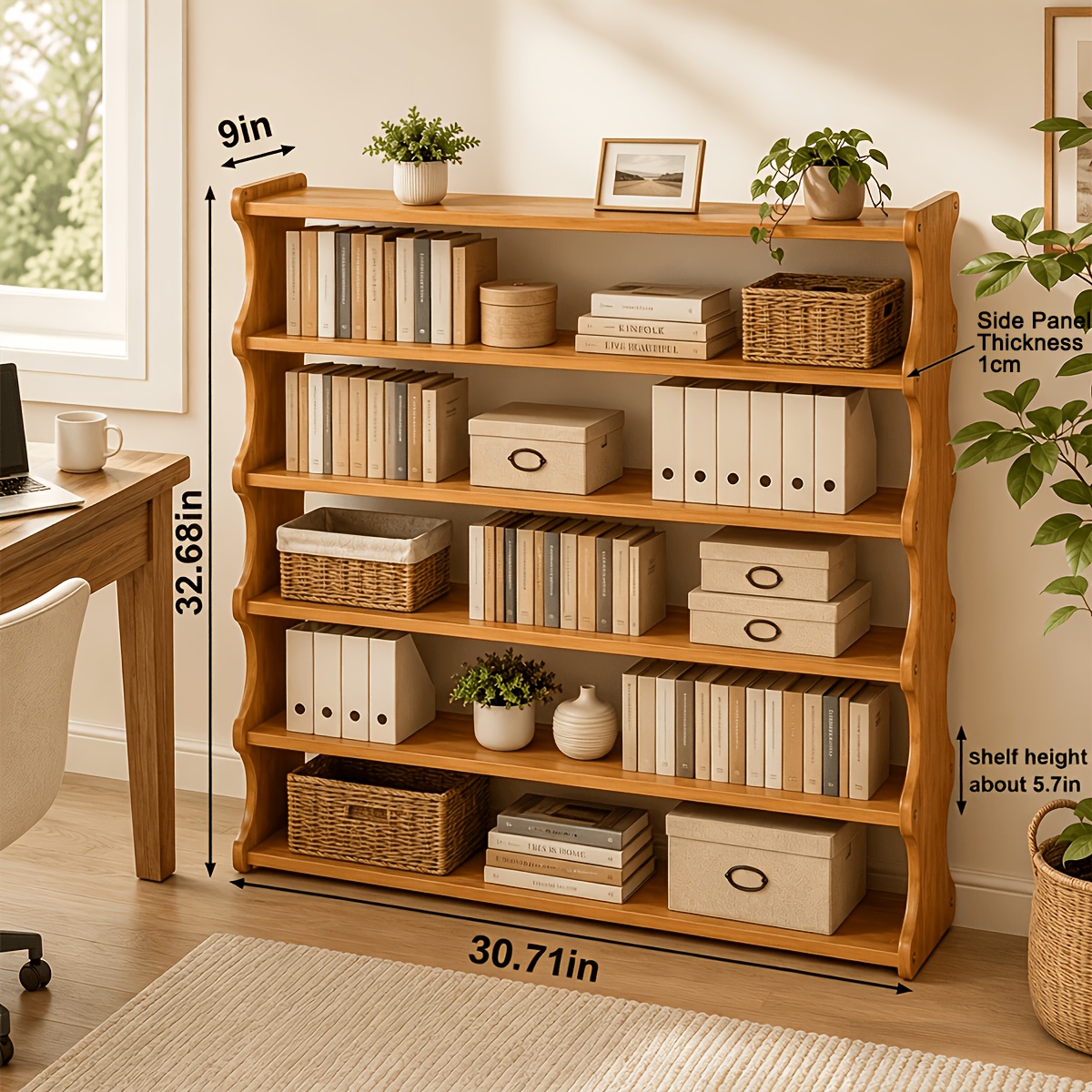 TEMU Yworvi Bamboo Multi-functional Storage Rack, 6/5/3 Layers Office Storage With Layered Design Things , Horizontal Office File Cabinet. Suitable
