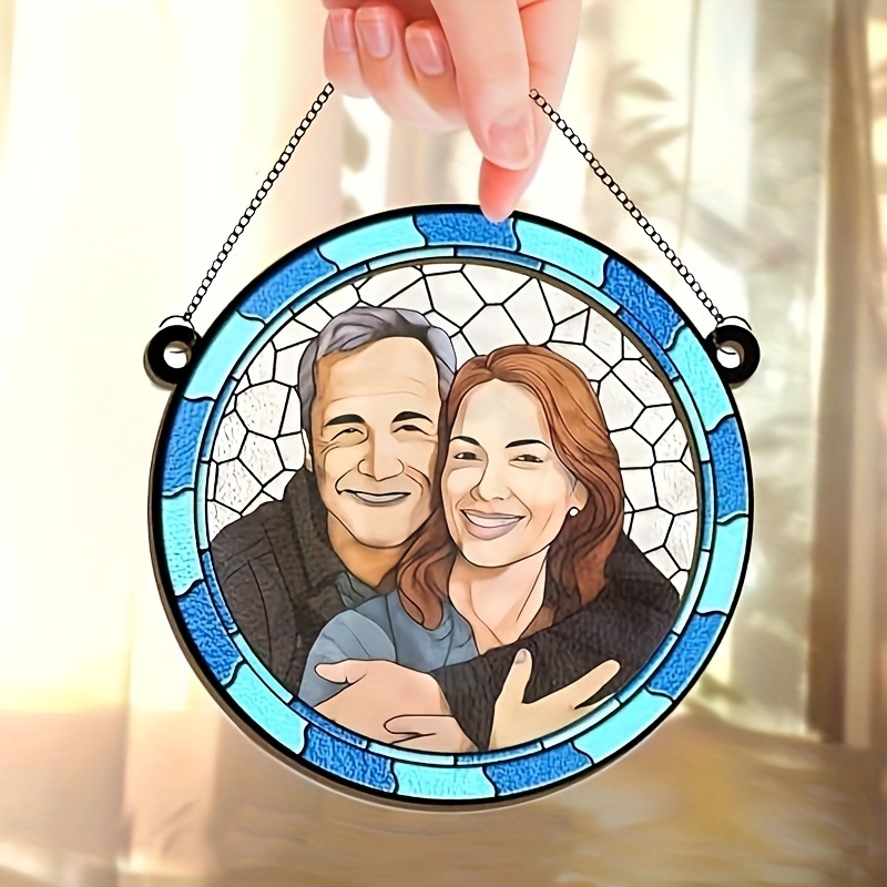 

Custom Photo Acrylic Garden Suncatcher - 's Day Gift, Love-themed Outdoor Decoration, Perfect Anniversary Or Birthday Present For Wife Or Husband, Plastic Material