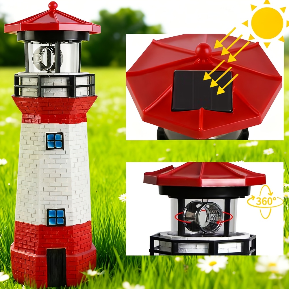 Solar Lighthouse Garden Outdoor Statue Light