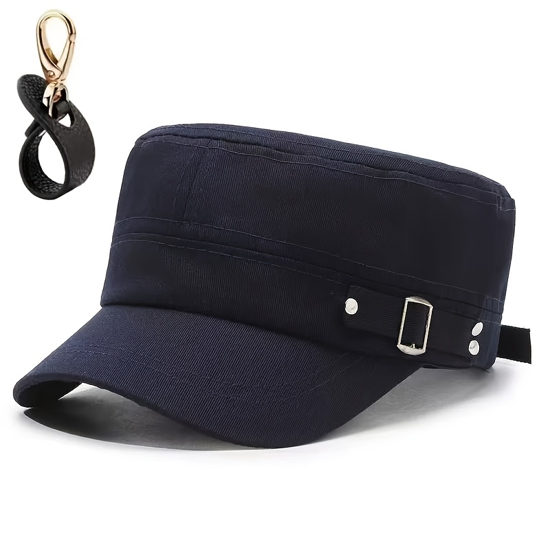 TEMU 2pcs Set Unisex Baseball Cap & Anti-loss Clip- Hat - Solid Color Flat Top Duckbill Cap Suitable For Outdoor Sports, Cycling, Running, Fitness,