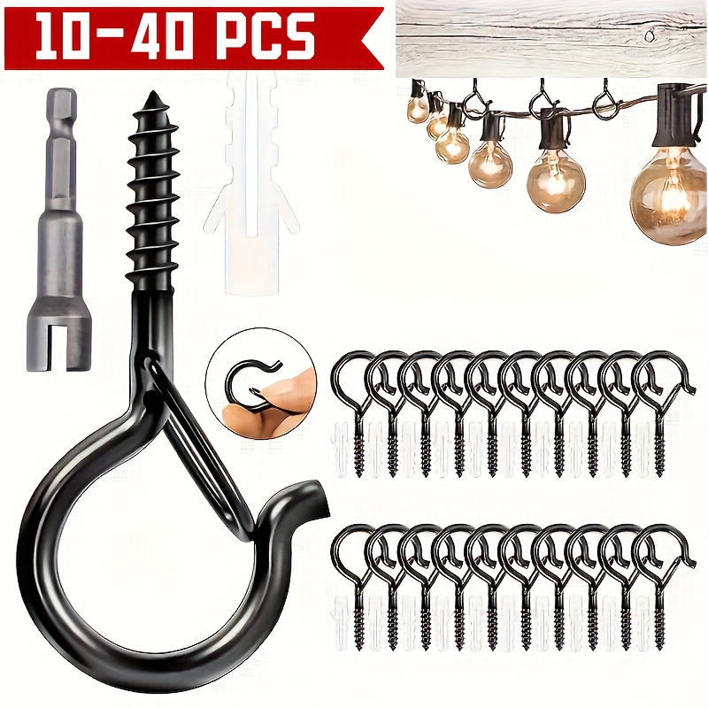 10 40pcs q type hooks   release safety   design suitable for hanging outdoor halloween light strings plant flower baskets wind chimes bird feeders rustic iron ceiling mount painted end