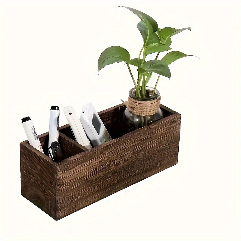 

Wooden Remote Control Holder With 3 Compartments, A Storage Box For Office Desks, A Multifunctional Stand For Bathrooms, Bedrooms, And Dressing Tables, Valentine's Day Storage And Camping.