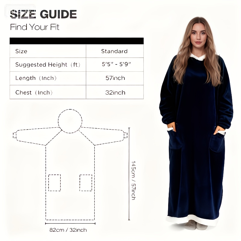 TEMU 1pc Oversized Blanket Sportswear Super Soft And Warm Winter Giant Adult Wearable Blanket Hooded Jacket, Thick And Warm Hoodie Jacket Ultra Long