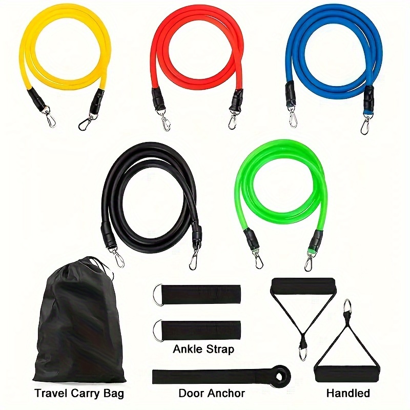 11pcs TPE Resistance Bands Set, Resistance Bands With Door Anchor, Handles,  Carry Bag, Legs Ankle Straps, Exercise Bands, Workout Bands, For Home Gym