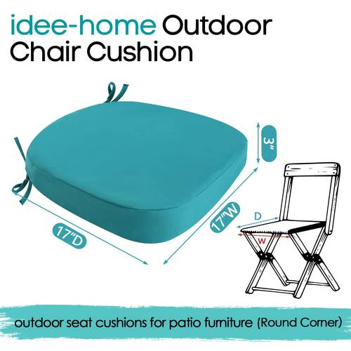 idee home outdoor chair cushions set of 2 17 x 17 x 3 thick outdoor cushion seat cushion waterproof patio furniture cushions with ties dining chair cushions indoor chair pads