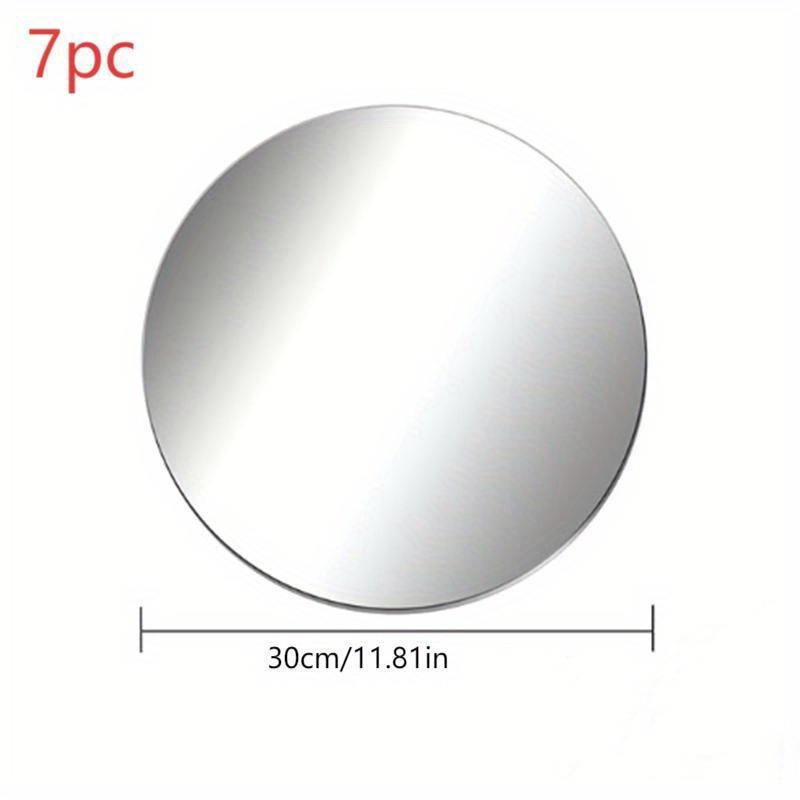 TEMU Decorative Trays, 7pcs, 30cm Round Acrylic Mirror Decorative Tray, Candle Tray, Shatterproof Non-glass Acrylic Cosmetic Mirror Bathroom Mirror,
