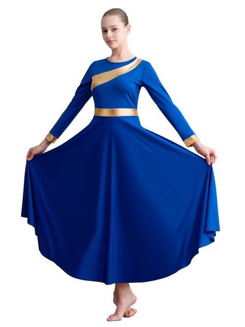 women praise dance dress long sleeve liturgical church worship dress breathable lined