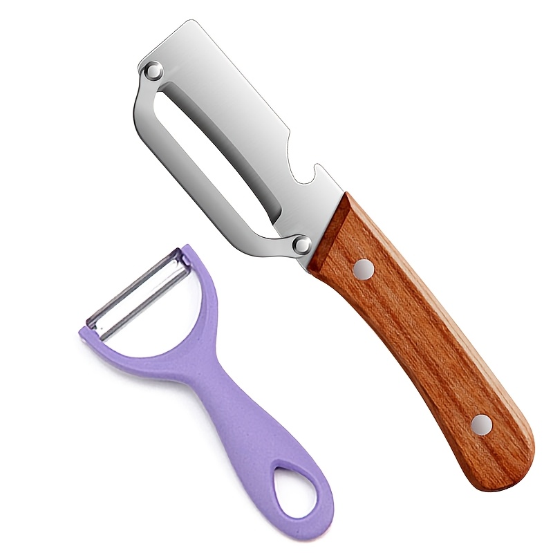 قطعتان من مقشرة متعددة الوظائف من الفولاذ المقاوم للصدأ | مقشرة خضروات وفواكه، سهلة الاستخدام، مصنوعة من الفولاذ المقاوم للصدأ 420