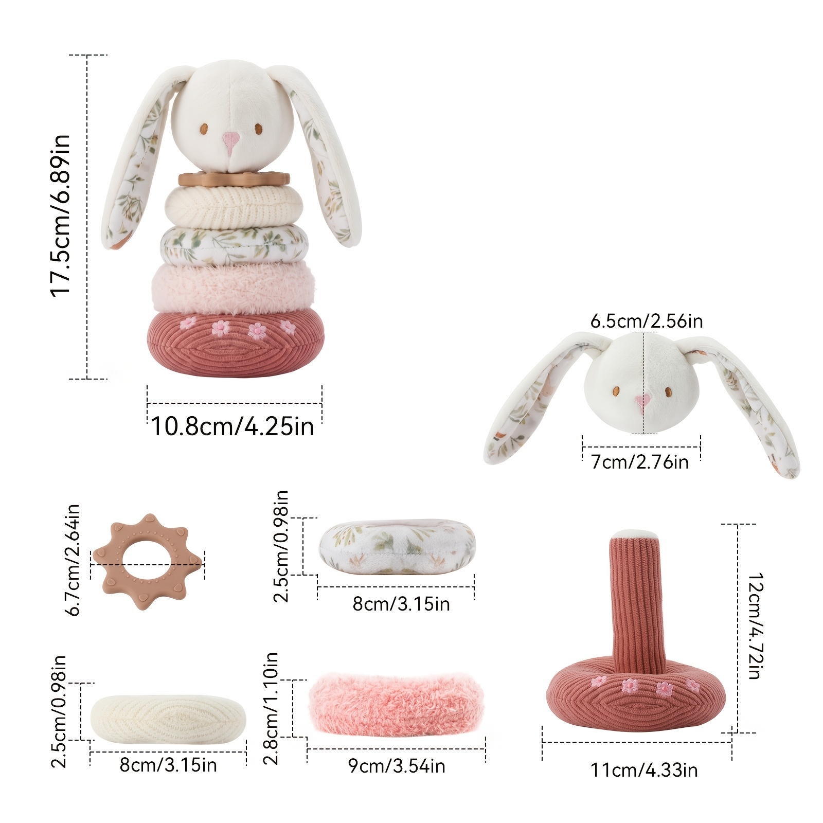 Baby's Long-Eared Stacking Toy, Multi-Functional Rabbit Interlocking Toy