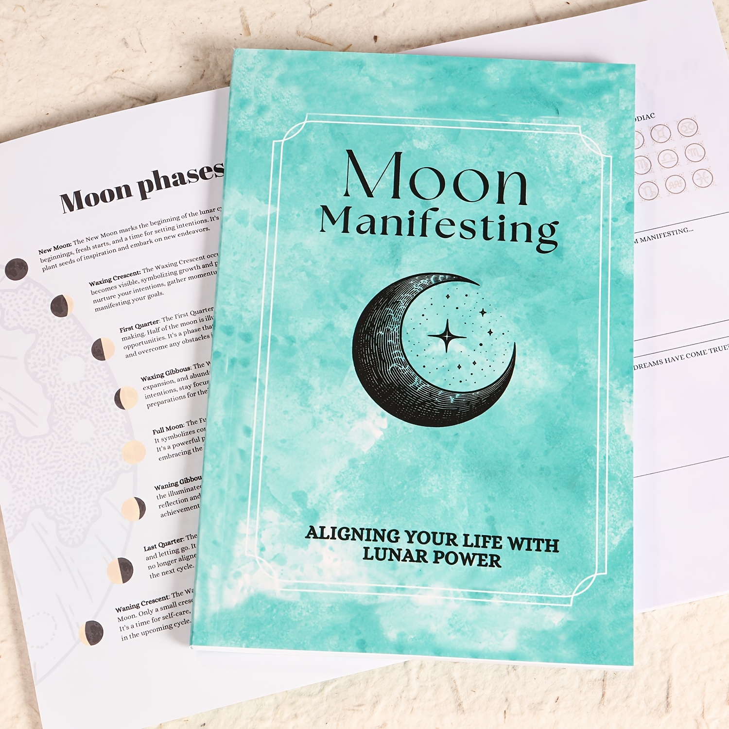 Jaiiman 80pages A5 Moon Manifesting Journal Notebook, Detailed Moon Phase, For Professionals, Use, Gift Idea Card Spreads, , Planner Diary