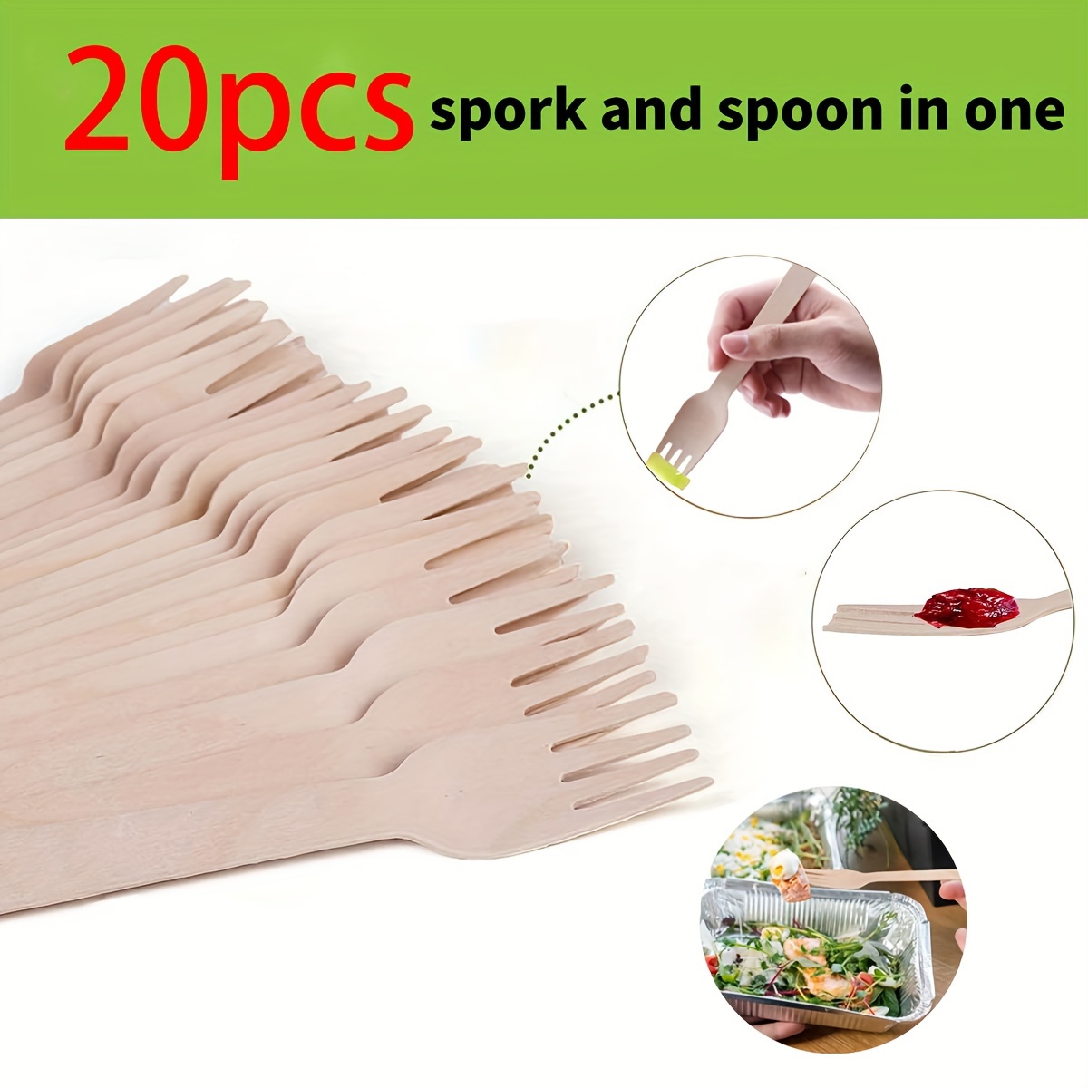 

20pcs Disposable Wooden Forks, Biodegradable Wooden Forks, Fruit Forks, Dessert Forks, For Family Dinner Parties And Restaurant Events, Party Supplies, Tableware Accessories