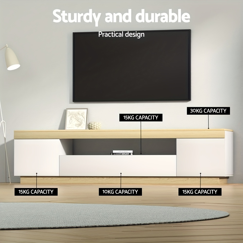     71 modern tv stand entertainment center with   white   2 cabinets storage drawer   wood melamine 180  assembly 3 2 cubic feet storage living room tv stand sleek cabinet melamine   Product details 3