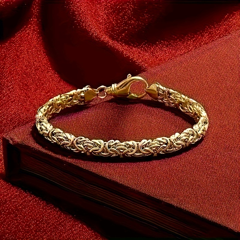 

1pc Elegant Sterling Silvery Bracelet, 18k Gold Plated 3d Cutout Woven Design, December Birthstone, Italian Jewelry, Wife, Girlfriend, Mom, Anniversary, Birthday