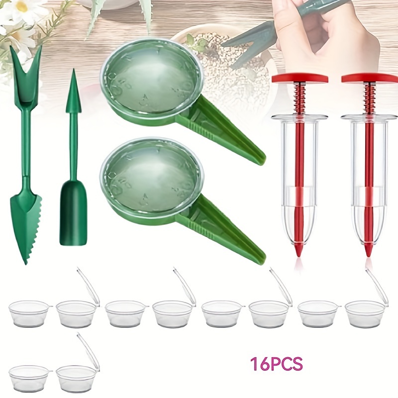 Image of Mini Seed Spreader, Seed Planter Tool Mini Seed Spreader Seed Planter, 16pcs Mini Seed Spreader Handheld Garden Seeder Seed Dispenser For Small Seeds Planter Tool