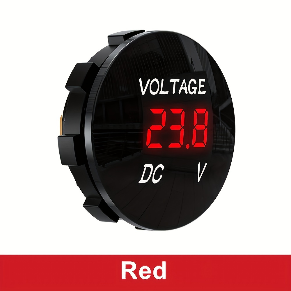 TEMU Compact Digital Voltmeter & Ammeter With Led Display - Real-time, Accurate Measurement For Cars & Motorcycles 12v-24v - In Blue, Red, Green,