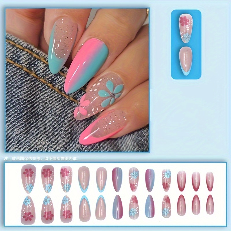 Neon Pink Ombre Press On False Nails