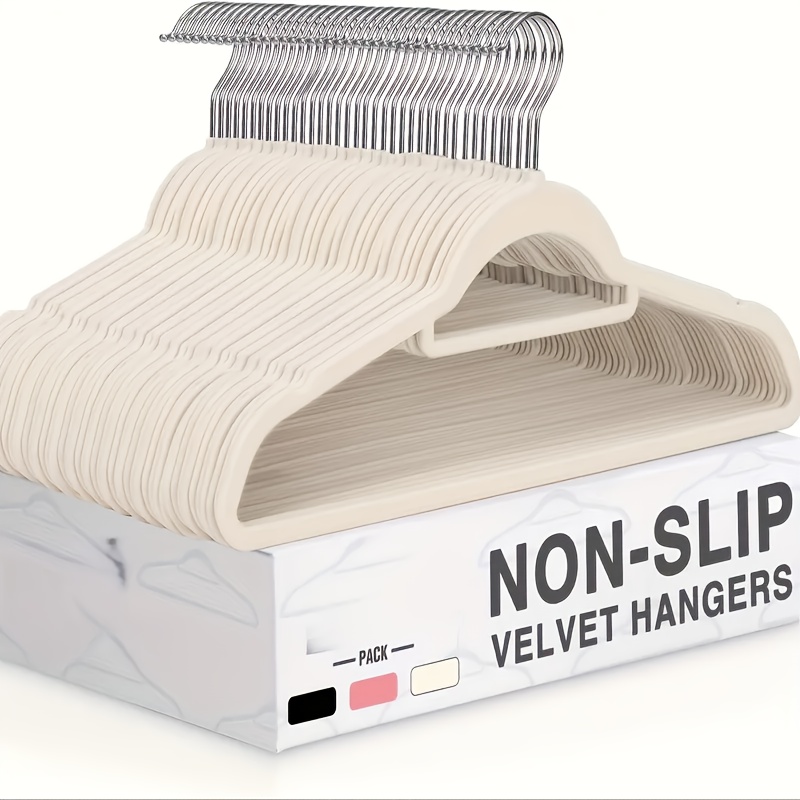 20-Pack Velvet Hangers with Rose Golden Swivel Hook, Non-Slip Space-Saving Clothes Hangers, Ivory