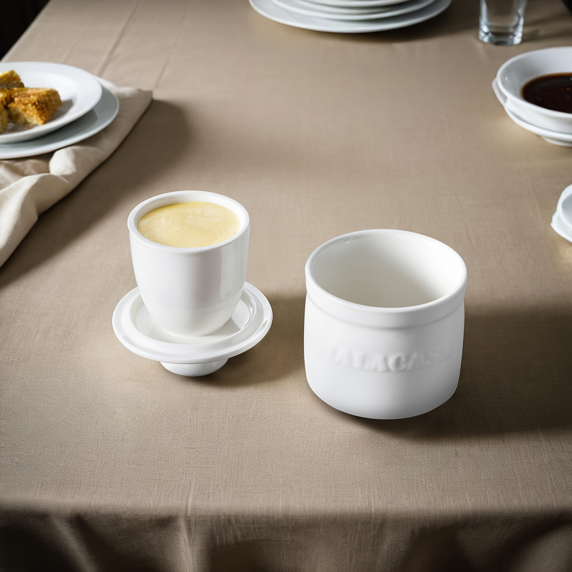 Image of Porcelain Butter Keeper Crock, French For Counter, Butter Keeper With Water Line For Fresh Spreadable Butter