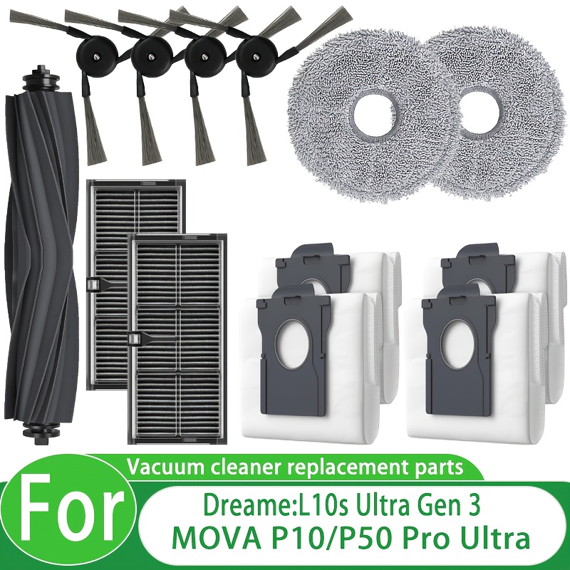 TEMU 13pcs Replacement Additions Kit Compatible With L10s 3 And P10/p50 Pro Ultra Robot Vacuum - Durable Vacuum Additions Set Including Side Brushes,
