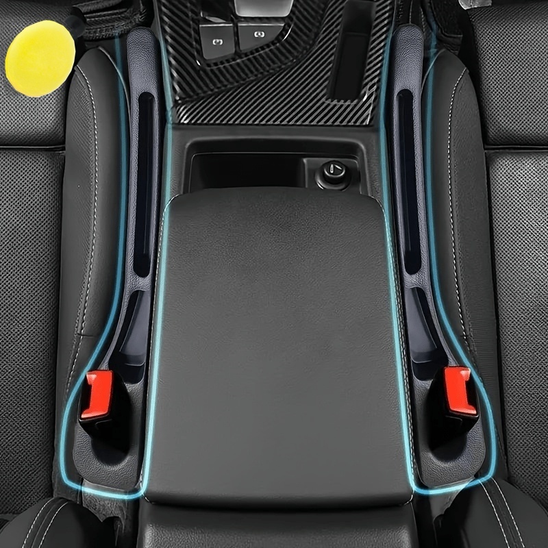 Image of 3pcs Set (2 Storage Boxes + 1 Car Polishing Sponge) Car Seat Storage Box, Leak-proof Design Prevents From Falling, Stores Small Items, Interior Organizer Box