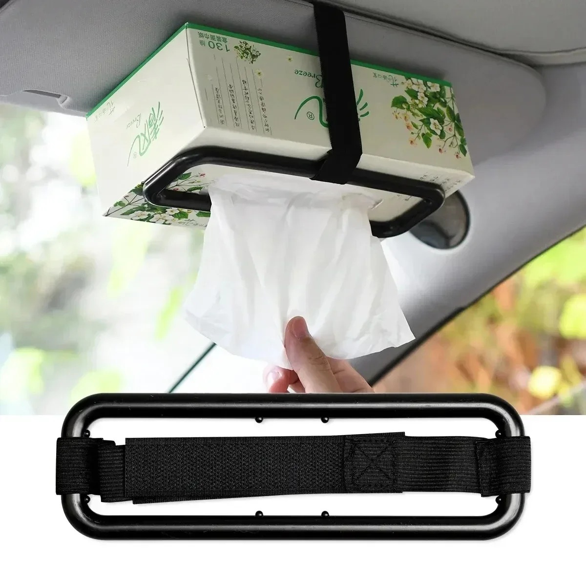 TEMU Clip de boîte à mouchoirs en papier pour accessoires de voiture, boîte à mouchoirs à suspendre pour pare-soleil, cadre de boîte à mouchoirs pour