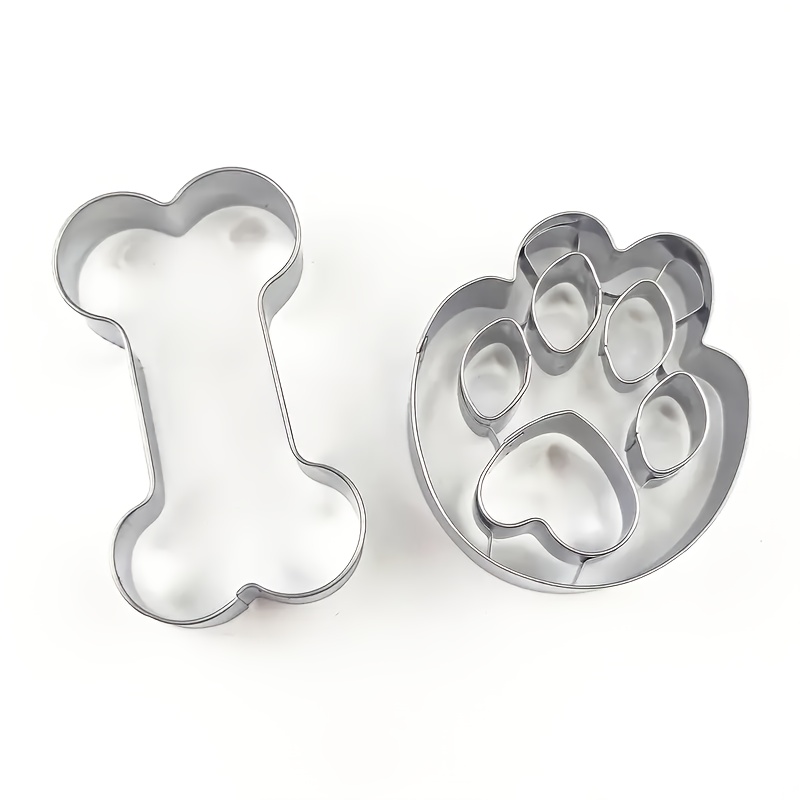 1 Set/2pcs Stainless Paw Shaped Cookie Cutter - Animal Themed Biscuit Mold, Essential For Kitchen Baking, Suitable For Diy Fun Making, Dog Treat Slicer