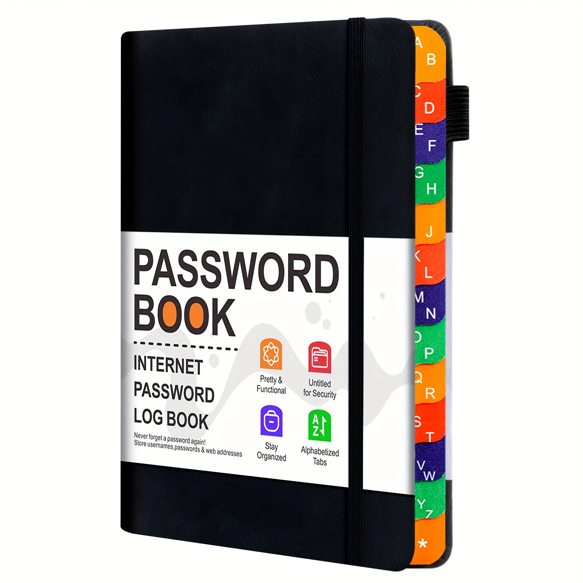 E-shop Passwort-Speicherbuch mit beschrifteten Etiketten, seniorengerechter Passwort-Organizer mit festem , Aufzeichnungsheft für Internet-