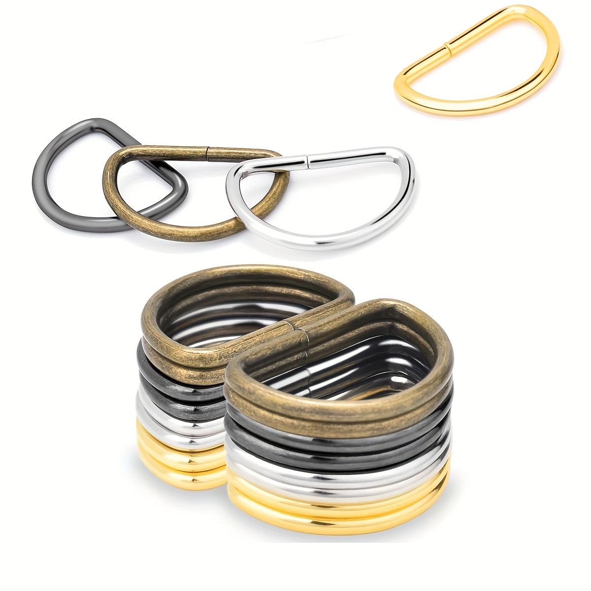 

50 1" Metal D Ring For Purse Making Aprons Belts, Dee Metal Buckle For Bags Straps Wallets Crafts Pet