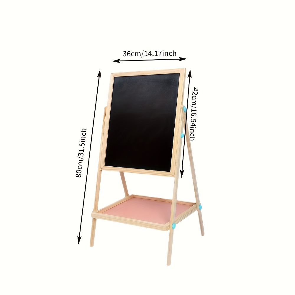TEMU 1pc Solid Wood Frame, A Black And White Board That Serves As A -one Double-sided Drawing Board, Designed For Teaching With A Bracket Style,