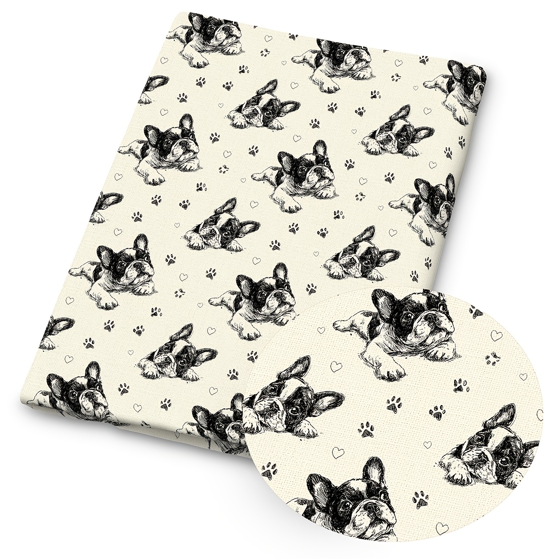 Image of 1pc Of Dog-themed Print Fabric — Dimensions: 59 X 19.68 Inches (150 X 50cm), Featuring Cute Dog Patterns, Suitable For Diy Crafts, , And Wallet Making
