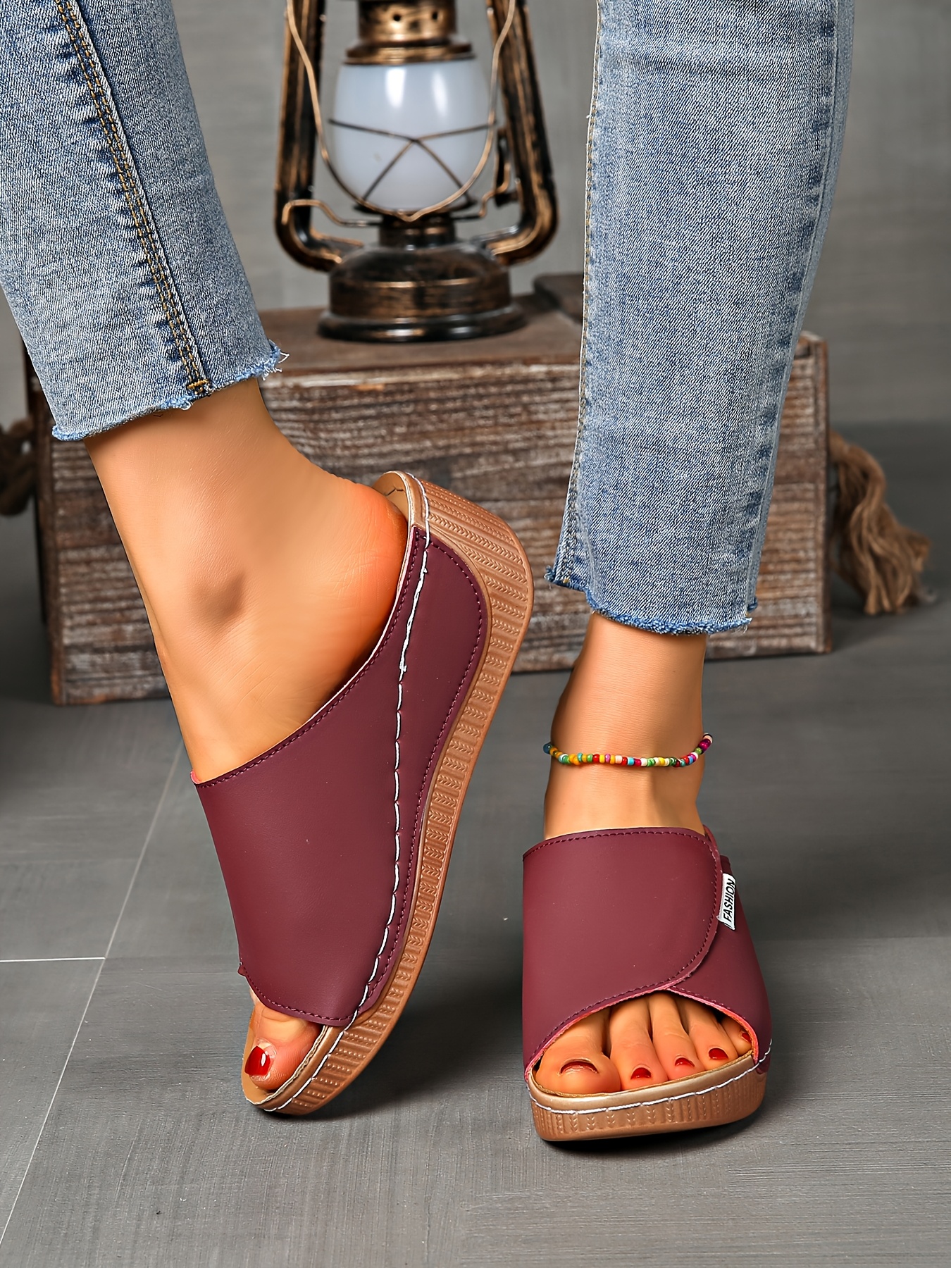   womens light blue slide sandals comfortable arch support breathable open toe design with soft rubber sole casual   heel slip on shoes for casual attire   cover upper Product details 13