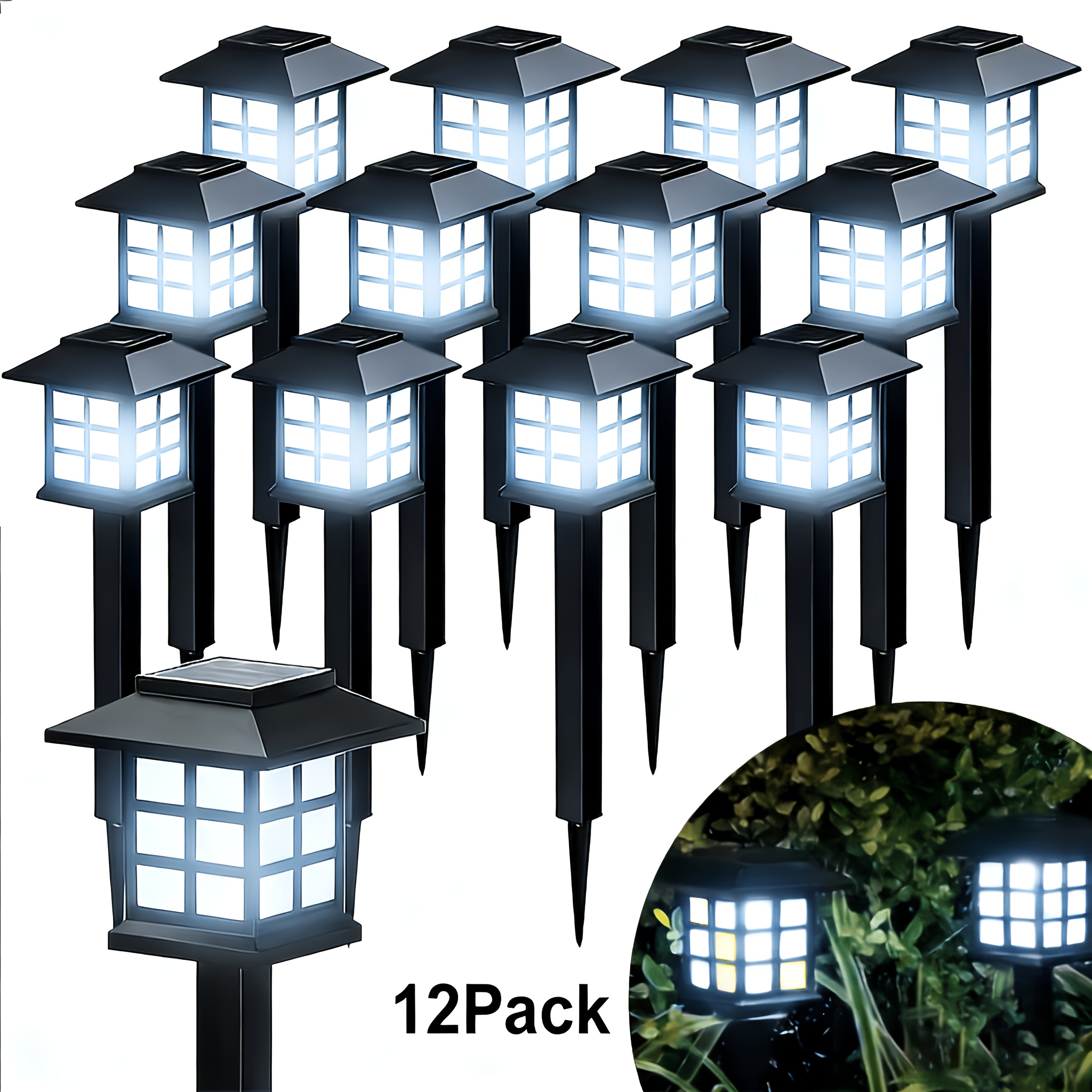 24/12/6pcs Solar Outdoor Lights, IP44 Street Lights, LED Landscape Lighting Garden Lights, Suitable For Sidewalks, Driveways, Courtyards And Lawns - Warm Light, Available In Packs Of 12. Decorations For Thanksgiving, Christmas And New Year Gifts.