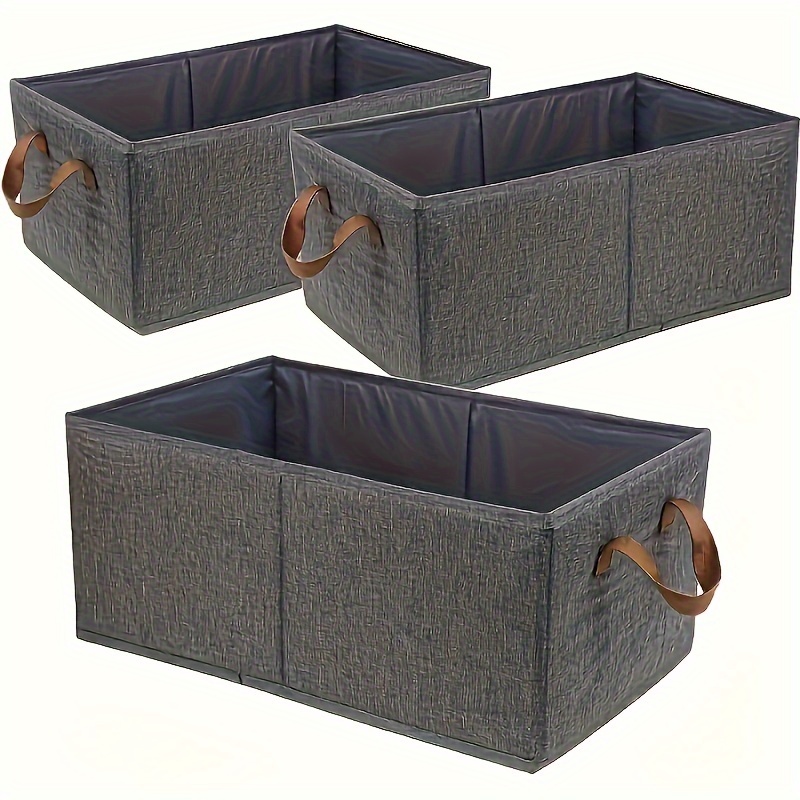 

6- Contemporary Collapsible Storage Bins - Large For Closet Organization, For Clothes, Bedding, , Books