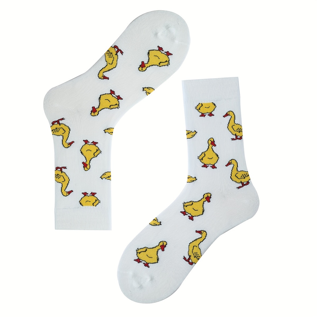 

Cartoon Duck Print Socks, Novelty & Cute Mid Tube Socks, Women's Stockings & Hosiery