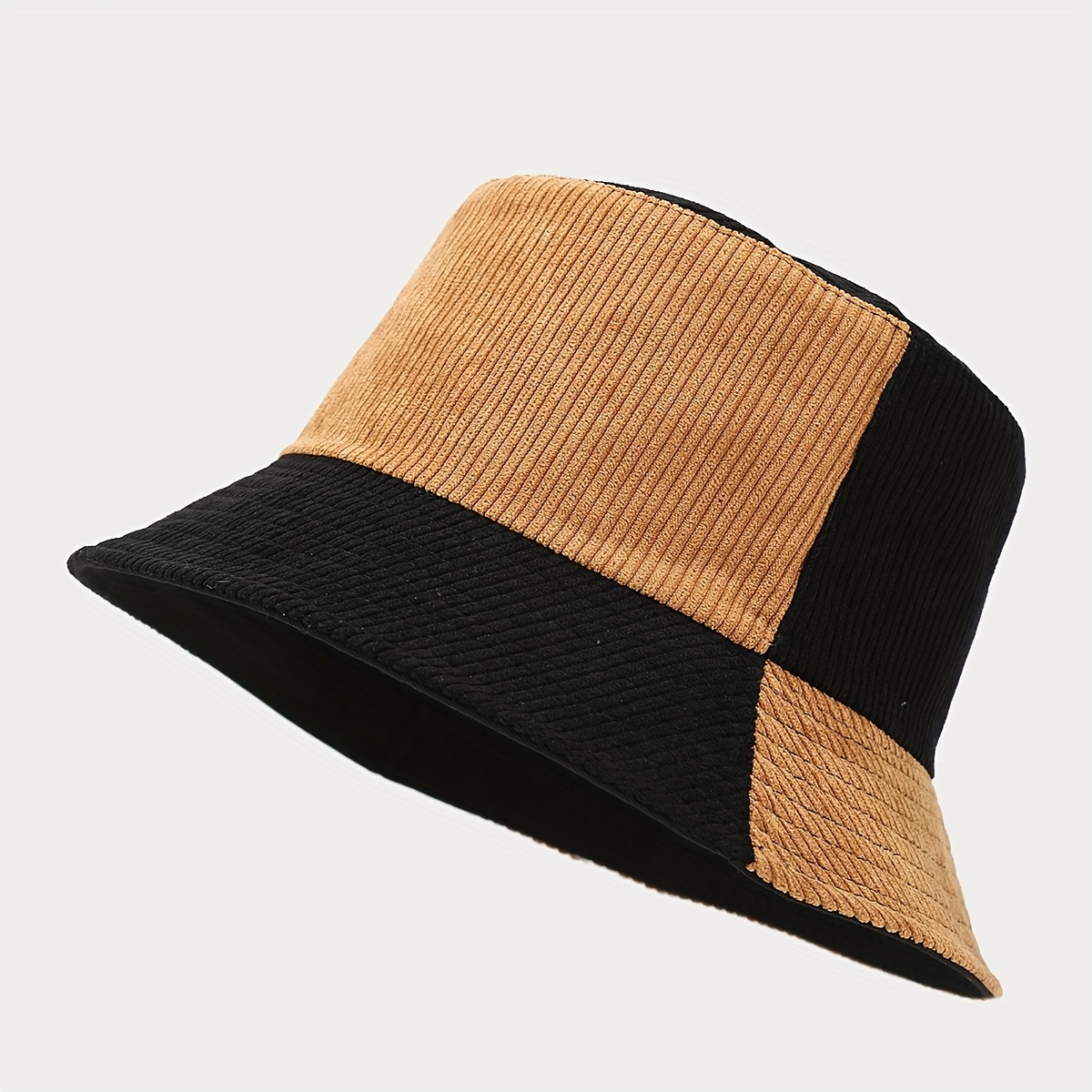 TEMU 1 Stylish Vintage Corduroy Bucket Hat, Unisex, Versatile For Daily Casual Wear, Reversible