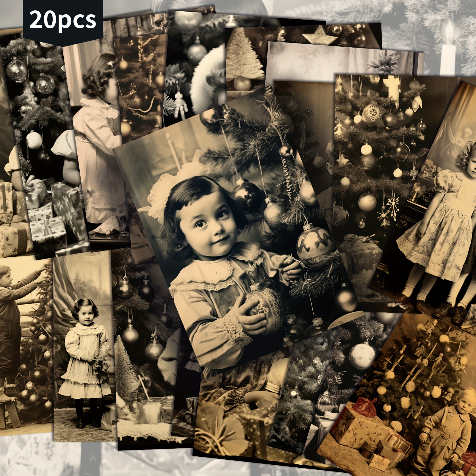 TEMU 20-pack Vintage Photo Christmas Decorationpostcards - 4x6 Inches Retro Junk Journal Paper, Classic Pinup Illustrations, Collectible Decorative