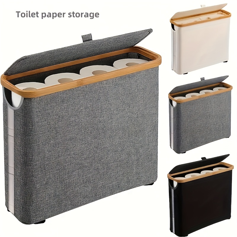 toilet paper storage basket papers container with bamboo lid medium toilets holder for up to 12 rolls toilet paper storage cabinet for bathroom multi functional collapsible storage basket toilet paper storage containers
