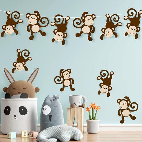 24 pack monkey paper cutouts oblong horizontal jungle party hanging decorations birthday party supplies wall decor