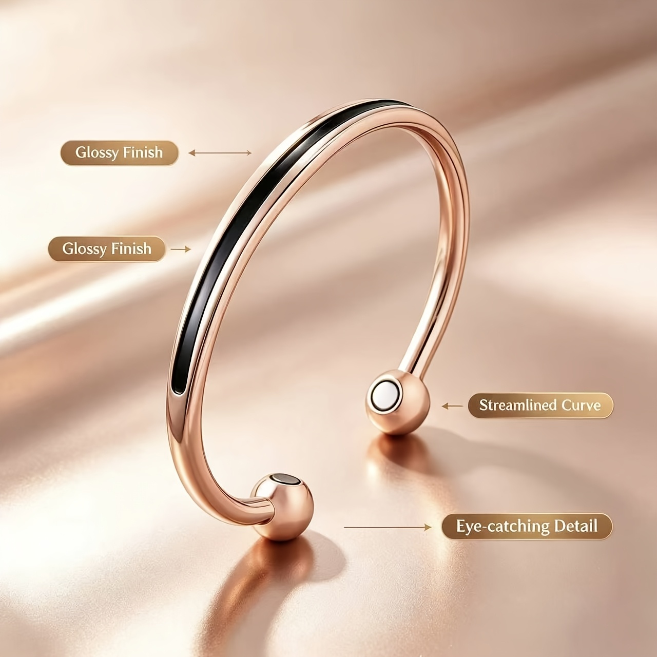 Minimalist Rose Golden Open Cuff Bangle Bracelet — Unisex Fit