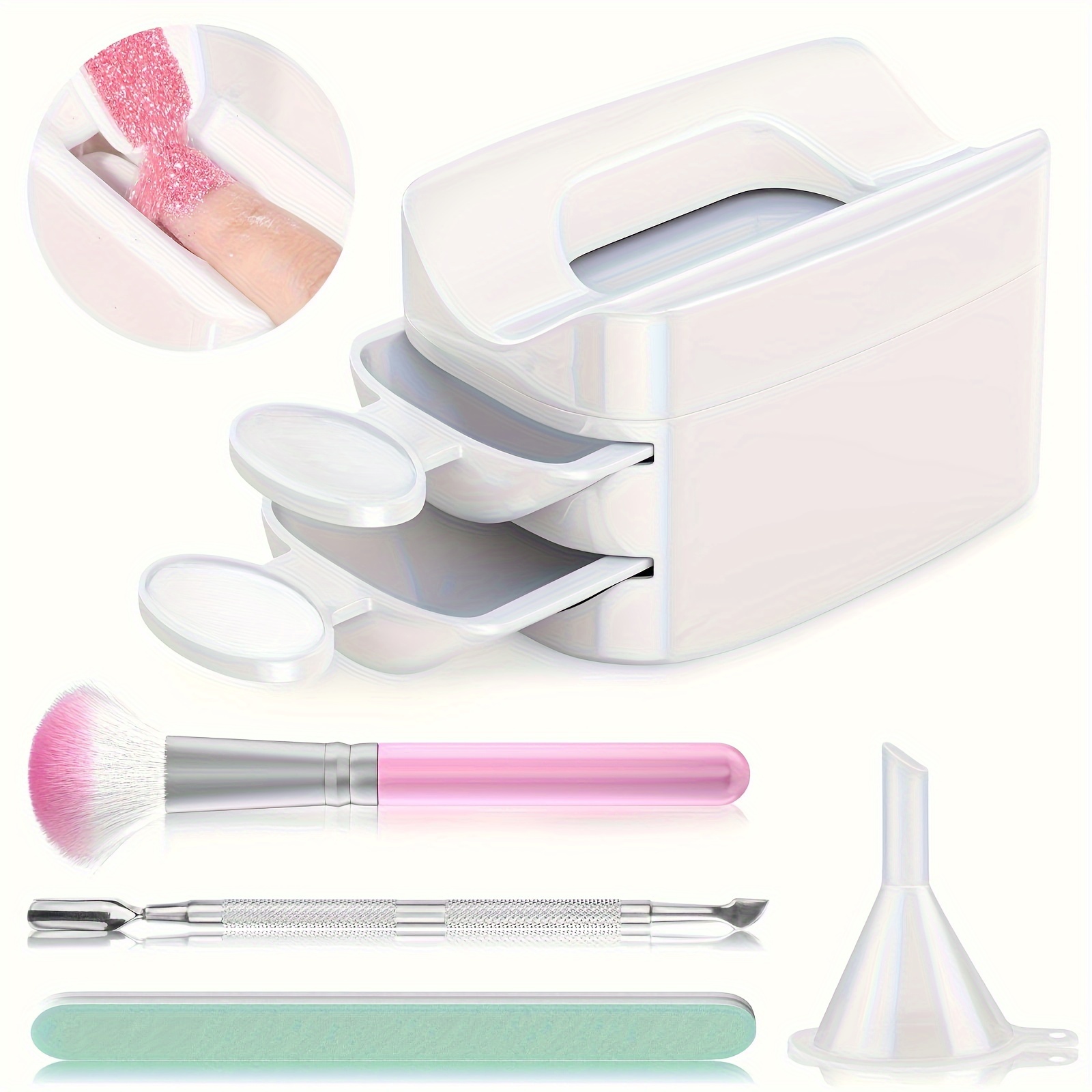 

Dip Powder Nail Kit With Recycling Tray - Formaldehyde-free, Includes Brush & Manicure Tools For Perfect Dips