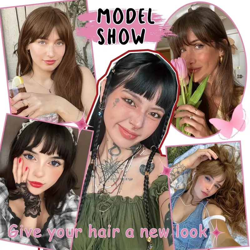 360 3d bangs hair clip 100 real human hair topper with straight bangs side bangs natural look for women on for daily wear versatile hairpiece sleek hairpiece secure hairpiece details 6
