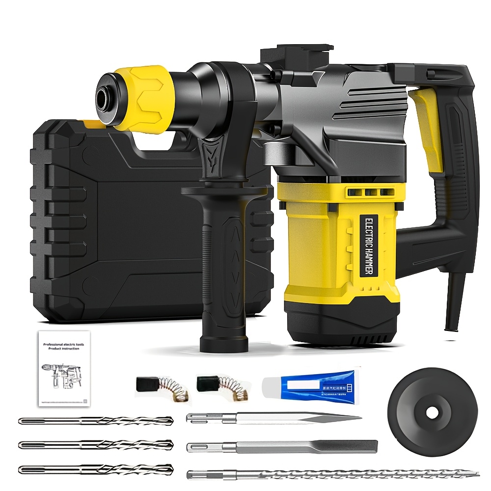 TEMU Toolbox Band Bit Electric Hammer Drill Heavy Duty Drill Electric Mortising Hammer Hammer Multifunctional Electric Hammer Drill Rotary Drill