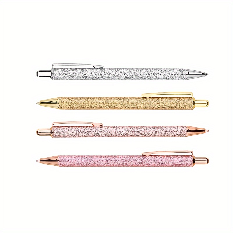 4pcs Shimmering Metallic Retractable Pens, Cute Glitter Ballpoint Pens, Suitable For Personal Use And Gifting (random Colors)