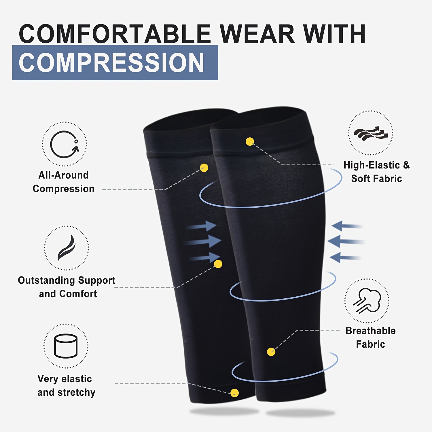 3 Pairs Men's Premium Compression Athletic Socks