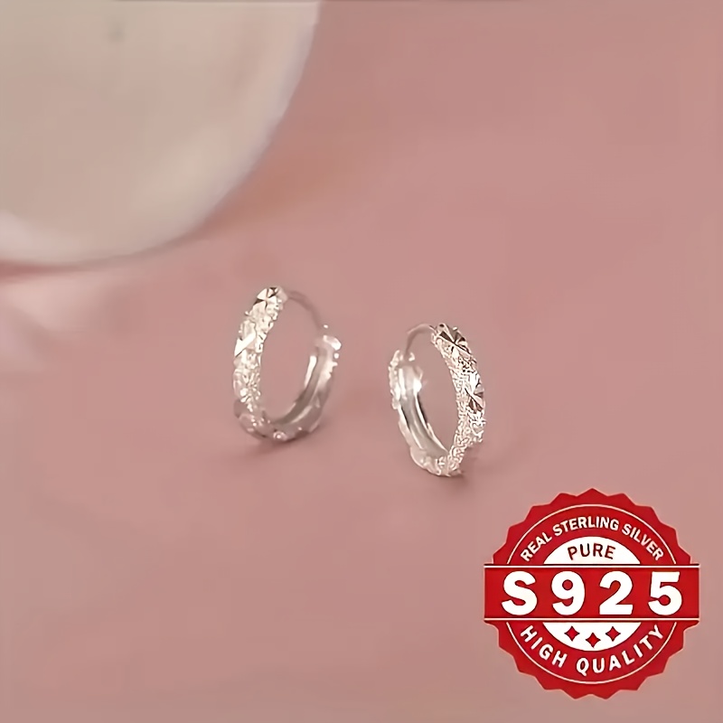 925 Sterling Silver Women's Earrings Matte Glitter Studs Hypoallergenic