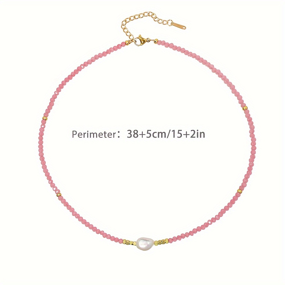Boho Pink & Freshwater Pearl Necklace with Golden Spacers